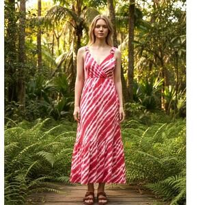 Calypso St Barth X Target Womens Tie Dye Maxi Dress Size 12 Red White